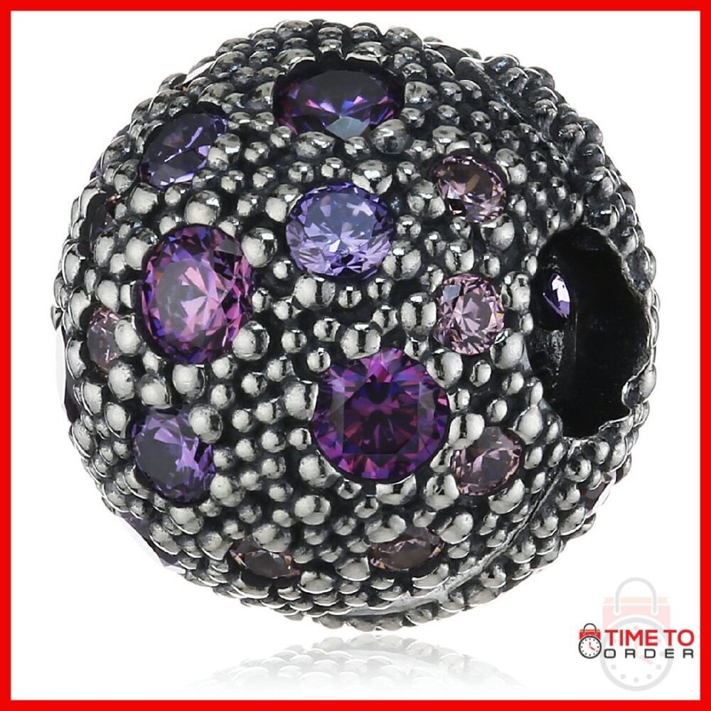 Sterling Silver Cubic Zirconia Charm Bead for Bracelet